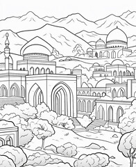 coloring page iran, ancient greek temple
