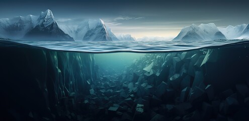iceberg over the ocean. generative AI - obrazy, fototapety, plakaty
