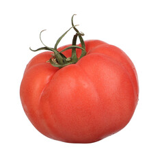 Natural organic village tomato on transparent background, single raw tomato, png isolated background