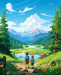 person in the mountains background