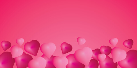 The red background design with three-dimensional hearts is suitable for a romantic theme