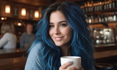 ragazza sorridente al bar