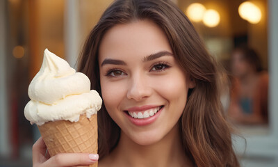 ragazza che mangia un gelato