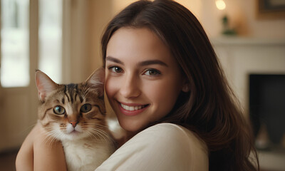 ragazza che abbraccia un gatto