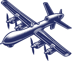 simple vector drawing of an aircraft type drone in a minimalist abstract style