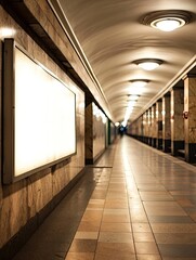 blank billboard in subway station,