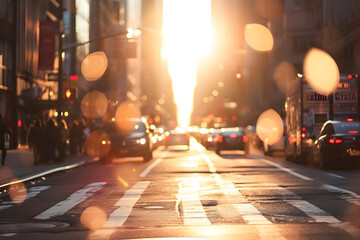 Street lights at sunset, street in the city of night background