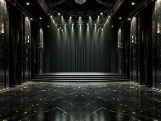 empty show stage , luxurious black color