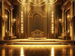 empty show stage , luxurious gold color 