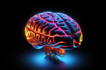 Fototapeta premium Embark on brain exploration: Witness action potential propagation, mind neural coding. Neuronal thinking connectivity, network by intricate migration, shaping the human brain's intricate architecture