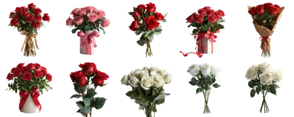 Foto op Aluminium Colorful rose bouquets collection in png no background for Valentine decoration. Created using generative AI. © Sun