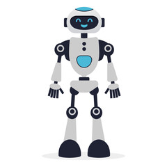 Robot, chat bot neural network, AI servers and robots technology. Set of cute robot ai character.