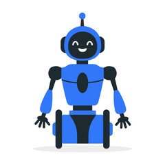 Robot, chat bot neural network, AI servers and robots technology. Set of cute robot ai character.