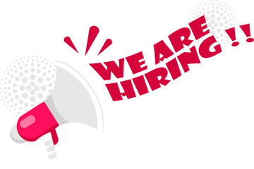 We Are Hiring Annouchment With Megaphone Halftone