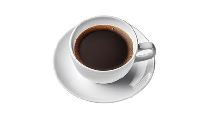 White cup of black coffee isolated on white background