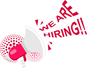 We Are Hiring Annouchment With Megaphone Halftone