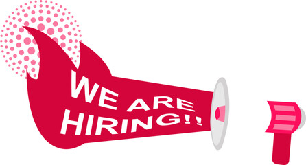 We Are Hiring Annouchment With Megaphone Halftone