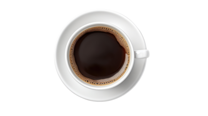 White cup of black coffee isolated on white background