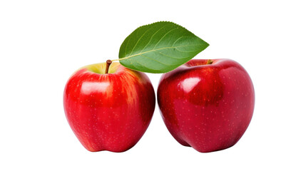 The red apples were cut in half, isolated on transparent and white background.PNG image.