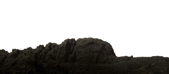 a mountain on transparent background with cut out sky