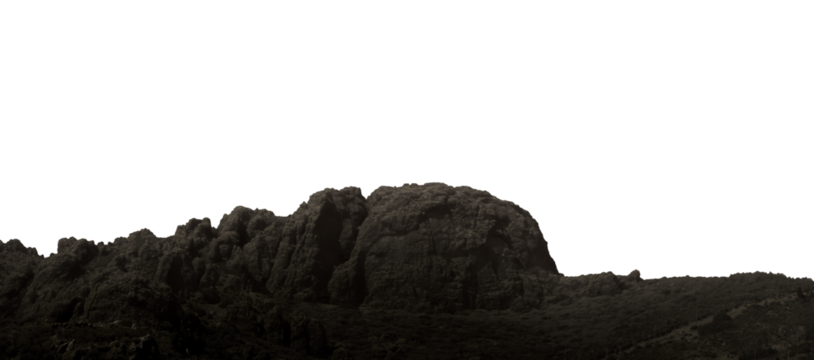 a mountain on transparent background with cut out sky