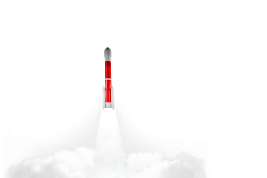 a rocket flies into space. business growth concept