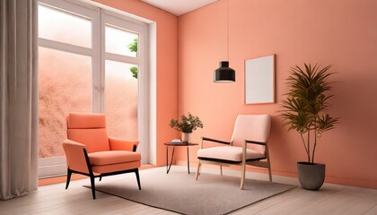Peach Colored Living Room Interior Design - Colored Peach Fuzz