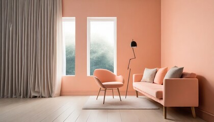 Peach Colored Living Room Interior Design - Colored Peach Fuzz