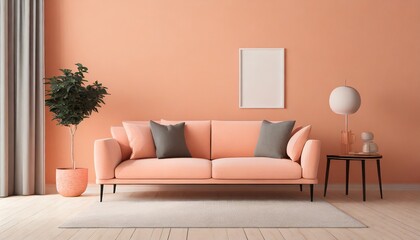 Peach Colored Living Room Interior Design - Colored Peach Fuzz