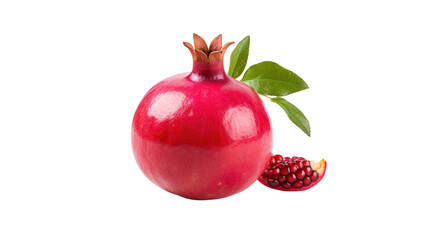 Pomegranate fruit isolated on transparent and white background.PNG image.