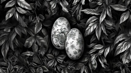 black and white egg - obrazy, fototapety, plakaty