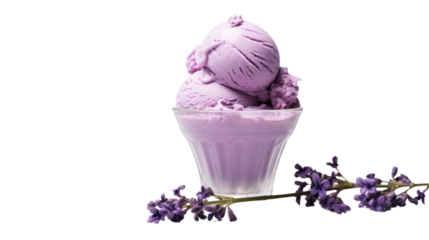 lavender ice cream isolated on transparent and white background.PNG image.