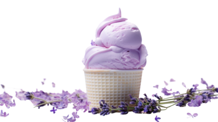 lavender ice cream isolated on transparent and white background.PNG image.