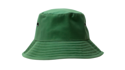green bucket hat isolated on transparent and white background.PNG image.