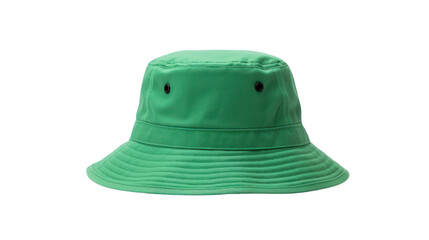 green bucket hat isolated on transparent and white background.PNG image.