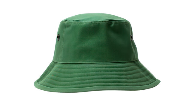 green bucket hat isolated on transparent and white background.PNG image.