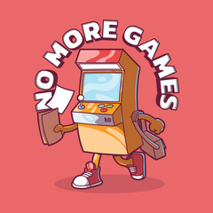 Arcade game character running to work vector illustration. Games, work, tech design concept. 