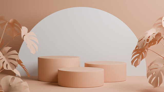 product display podiums. Circle scene with paln