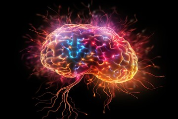 Fototapeta premium Alpha, beta, theta, delta, gamma Brainwaves. Brain entrainment, neurofeedback, EEG (Electroencephalogram). Mindfulness meditation, binaural beats. Explore brain activity and enhance cognition