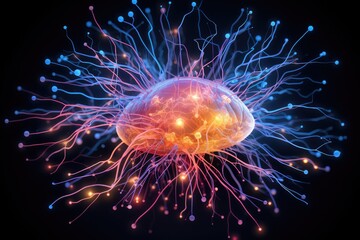 Fototapeta premium Alpha, beta, theta, delta, gamma Brainwaves. Brain entrainment, neurofeedback, EEG (Electroencephalogram). Mindfulness meditation, binaural beats. Explore brain activity and enhance cognition
