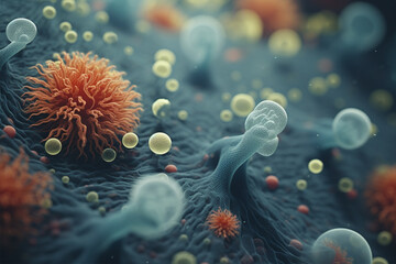 Microbes, bacteria, viruses close-up
