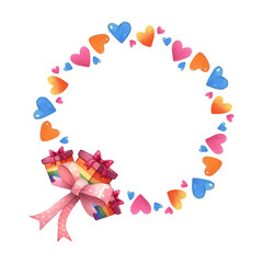 vector beautiful watercolor valentine's day wreath frame.