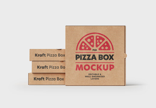Kraft Pizza Delivery Box Mockup for Design and Branding Projects