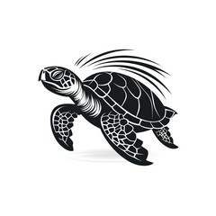 Obraz premium minimalistic logo emblem symbol badge with turtle on white background