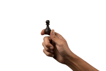 Male hand holding a chess figure, worker concept. working class.