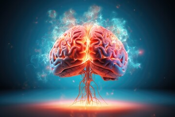 Obraz premium Brain Neural circuits signals via neurotransmission. Receptors dopamine, serotonin, acetylcholine, modulate communication. Neural networks norepinephrine. Brain plasticity neurons neural connections.