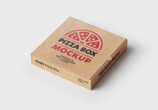 Kraft Pizza Delivery Box Mockup for Design and Branding Projects