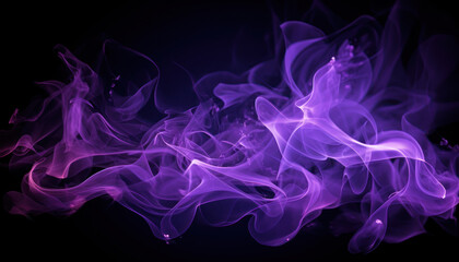 Tongues of purple fire on clear black background, purple flames and sparks background design