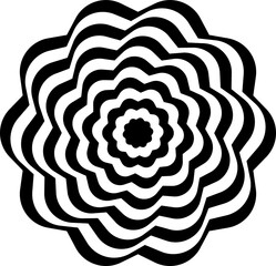 Optical illusion, psychedelic, wave. Abstract Geometric black shape icon