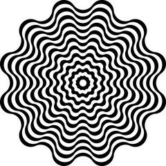 Optical illusion, psychedelic, wave. Abstract Geometric black shape icon